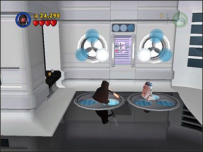 W pokoju, w którym znajduje się wyjście tunelem na zewnątrz budynku znajdziesz jeszcze jedną zagadkę - Chapter 2 - Discovery on Kamino - Free Play - Episode 2 - LEGO Star Wars: The Complete Saga - poradnik do gry