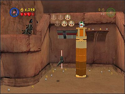 W miejscu widocznym powyżej, użyj Mocy na segmentach kolumny, by ułożyć je właśnie w takiej kolejności - Chapter 4 - Jedi Battle - Free Play - Episode 2 - LEGO Star Wars: The Complete Saga - poradnik do gry