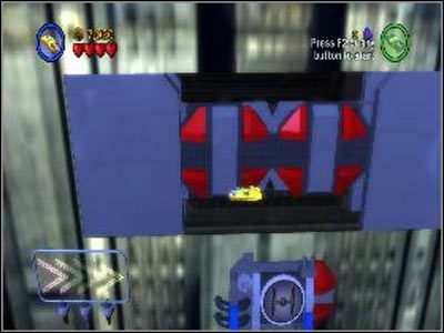 Lecąc cały czas wzdłuż lewej krawędzi miasta natkniesz się na hangar, a w nim znajdziesz kolejny kanister - Chapter 1 - Bounty Hunter Pursuit - Free Play - Episode 2 - LEGO Star Wars: The Complete Saga - poradnik do gry