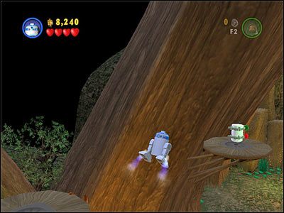 Użyj Mocy na wyschniętym krzaczku tuż przed walką z pierwszą machiną kroczącą - Chapter 4 - Defense of Kashyyyk - Free Play - Episode 3 - LEGO Star Wars: The Complete Saga - poradnik do gry