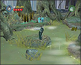 W pierwszej sekcji, gdy dojdziesz do panelu dla R2, skocz na widoczną na screenie wysepkę, a następnie w prawo - Chapter 4 - Dagobah - Free Play - Episode 5 - LEGO Star Wars: The Complete Saga - poradnik do gry