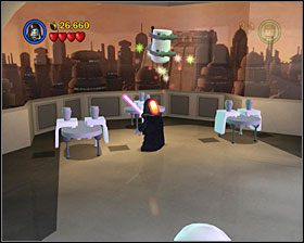 W kawiarni użyj Mocy na wszystkich stolikach - Chapter 6 - Betrayal Over Bespin - Free Play - Episode 5 - LEGO Star Wars: The Complete Saga - poradnik do gry