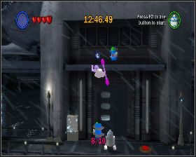 Następny kanister znajduje się nad wejściem prowadzącym do bazy - Chapter 2 - Discovery on Kamino - Challenges - Episode 2 - LEGO Star Wars: The Complete Saga - poradnik do gry