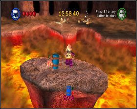 Po opuszczeniu powyższego pomieszczenia idź cały czas na dół i przeleć nad lawą - Chapter 3 - Droid Factory - Challenges - Episode 2 - LEGO Star Wars: The Complete Saga - poradnik do gry