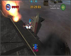 Lecąc w dół, na chwilę przed wlotem z pięcioma czerwonymi guzikami - Chapter 1 - Battle Over Coursant - Challenges - Episode 3 - LEGO Star Wars: The Complete Saga - poradnik do gry