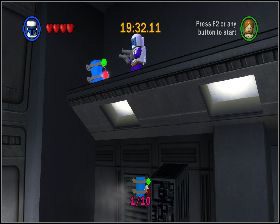 W pierwszej lokacji użyj haka w górnym narożniku z prawej, aby dostać się na górę - Chapter 2 - Chancellor in Peril - Challenges - Episode 3 - LEGO Star Wars: The Complete Saga - poradnik do gry