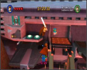 Po opuszczeniu na dół platformy, kanister znajdziesz zaraz przy ścianie - Chapter 6 - Darth Vader - Challenges - Episode 3 - LEGO Star Wars: The Complete Saga - poradnik do gry
