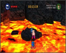 Na wysepce w prawym górnym narożniku lokacji z lawą - Chapter 6 - Darth Vader - Challenges - Episode 3 - LEGO Star Wars: The Complete Saga - poradnik do gry