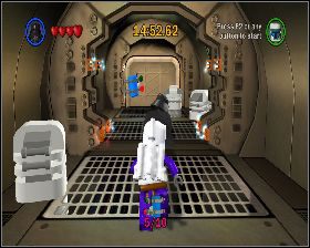 W pokoju, gdzie znajdował się poprzedni kanister, przejdź przez drzwi z prawej (potrzebujesz Bounty Huntera) - Chapter 1 - Secret Plans - Challenges - Episode 4 - LEGO Star Wars: The Complete Saga - poradnik do gry