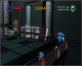 W pomieszczeniu z dźwigiem udaj się do narożnika z prawej - Chapter 1 - Secret Plans - Challenges - Episode 4 - LEGO Star Wars: The Complete Saga - poradnik do gry