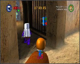 Przed pierwszym przejście, gdzie musisz przy panelu skorzystać z Bounty Huntera, skieruj się do sali z lewej - Chapter 1 - Jabba's Palace - Challenges - Episode 6 - LEGO Star Wars: The Complete Saga - poradnik do gry