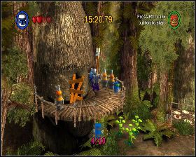 Kiedy będziesz na dole skieruj się w lewo, zniszcz pudełka i użyj haka, aby dostać się na górną platformę - Chapter 4 - The Battle of Endor - Challenges - Episode 6 - LEGO Star Wars: The Complete Saga - poradnik do gry