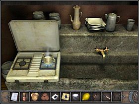 Biegnij do hotelu, gdzie przejdź do aneksu kuchennego (na lewo od lady recepcji; zbliżenie) - Hotel, cz. 2 | Kair i Rejs | Chronicles of Mystery Drzewo Życia - Chronicles of Mystery: Drzewo Życia - poradnik do gry