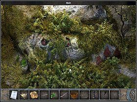 Dalej wędruj na obrzeża wioski (w prawo), gdzie zbadaj ścianę krateru (zbliżenie) - Wioska | Wyspa Bimini | Chronicles of Mystery Drzewo Życia - Chronicles of Mystery: Drzewo Życia - poradnik do gry