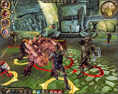 Zbadaj mijane po drodze rumowisko i obejrzyj krótką scenkę z udziałem Shale - Wspomnienia golema | DLC - Kamienny więzień | Dragon Age Początek - Dragon Age: Początek - poradnik do gry
