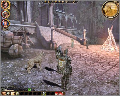 Opis: Ruszaj w stronę pobliskiego mostu (M22, 7), a po dotarciu na miejsce gra wyświetli dłuższą cut-scenkę - Dragon Age Początek: Wieża Ishal (Ostagar) - Dragon Age: Początek - poradnik do gry
