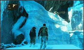 Wchodząc na górę, pobiegnij za współtowarzyszem przez wąskie platformy i przeskocz w kierunku większej skalnej półki [sekret 6] - Rozdział 17 W górach (2) | Opis przejścia Uncharted 2 Among Thieves - Uncharted 2: Among Thieves - poradnik do gry