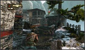 Tuż za zakrętem, na oddalonym budynku stacjonować będą kolejni śmiałkowie - zdejmij ich z daleka, poczym biegnij przed siebie, przeskakując przez mur [sekret 1] - Rozdział 20 Kotek i mysz (1) | Opis przejścia Uncharted 2 Among Thieves - Uncharted 2: Among Thieves - poradnik do gry