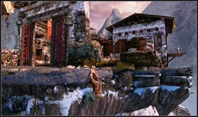 Tuż za zakrętem dostrzeżesz pierwsze zabudowania i kolejnych przeciwników - Rozdział 22 Gompa (1) | Opis przejścia Uncharted 2 Among Thieves - Uncharted 2: Among Thieves - poradnik do gry