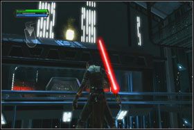 Wzdłuż ścian transportowane są w górę panele maszyn TIE - Misja 01 - TIE Fighter Factory (cz.2) - Opis przejścia - Star Wars: The Force Unleashed - Ultimate Sith Edition - poradnik do gry