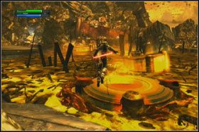 Kiedy obrócisz się w prawo, zobaczysz, że od następnej platformy dzieli Cię spory kawałek i raczej nie uda Ci się tam bezproblemowo przeskoczyć - Misja 02 - Raxus Prime (cz.1) - Opis przejścia - Star Wars: The Force Unleashed - Ultimate Sith Edition - poradnik do gry