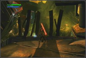 Przejdź po przerzuconej kładce - Misja 02 - Raxus Prime (cz.3) - Opis przejścia - Star Wars: The Force Unleashed - Ultimate Sith Edition - poradnik do gry
