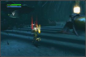 Po pozbyciu się rankorów na półce skalnej po lewej stronie znajdziesz trzeci holocron (Force Talent Sphere) - Misja 03 - Felucia (cz.2) - Opis przejścia - Star Wars: The Force Unleashed - Ultimate Sith Edition - poradnik do gry