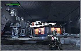 Na prawo od miejsca, z którego windami wyjeżdżają do hangaru snowspeedery znajdziesz generator pola siłowego - Hoth (cz.2) - Dodatki - Star Wars: The Force Unleashed - Ultimate Sith Edition - poradnik do gry