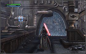 Po przejściu korytarza dojdziesz do znanej z filmu lokacji, w której torturuje się roboty - Tatooine (cz.2) - Dodatki - Star Wars: The Force Unleashed - Ultimate Sith Edition - poradnik do gry