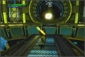 Jak tylko promień zostanie wyłączony przez obsługę, stań naprzeciwko pierścieni i używając Force Grip, złap pierwszy z nich - Misja 09 - Death Star (cz.2) - Opis przejścia - Star Wars: The Force Unleashed - Ultimate Sith Edition - poradnik do gry