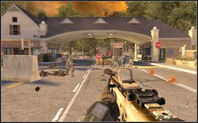 Na polu przed sobą znajdziesz mnóstwo skrzyń i betonowych bloków #1 , wykorzystaj je jako osłonę przed przeciwnikiem - Akt II - Eksodus | Kampania Call of Duty Modern Warfare 2 - Call of Duty: Modern Warfare 2 - poradnik do gry