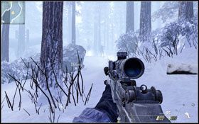 Idź prosto, aż dostrzeżesz pierwszy patrol - nie zabijaj nikogo tylko schowaj się w krzakach po prawej - Alfa - Uniki | Operacje Specjalne w Call of Duty Modern Warfare 2 - Call of Duty: Modern Warfare 2 - poradnik do gry