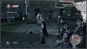Wchodzimy w zaułek - kilku wojowników poczeka tutaj na sygnał Ezio - Sekwencja 10 | Fabuła | Solucja Assassins Creed II - Assassins Creed II - poradnik do gry