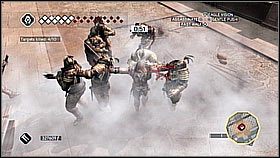 Gdy żołnierze będą w kupie rzucamy bombę dymną i szybko zmieniamy na ostrza - teraz zabijamy bez problemu co najmniej 3-4 z nich - Kontrakty na zabójstwa (2) | Zadania poboczne Assassins Creed II - Assassins Creed II - poradnik do gry