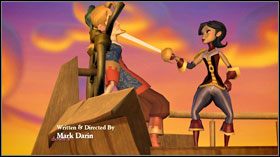 Drugi rozdział zaczyna się od skrótu wydarzeń uprzedniego odcinka #1 , po czym przenosisz się na statek, gdzie dowiadujesz się, iż tajemniczą kobietą, która Cię zaatakowała jest Morgan LeFlay #2 - Prolog | Chapter 2 | Tales of Monkey Island - Tales of Monkey Island - poradnik do gry