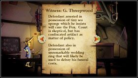 Postawione zostają Ci cztery zarzuty #1 , których dopełniłeś się podczas swojego uprzedniego pobytu na wyspie - The Trial and Execution of Guybrush Threepwood 1 | Chapter 4 - Tales of Monkey Island - poradnik do gry