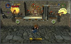 Użyj jeszcze trampoliny z lewej, aby dostać się na podwyższoną półkę - Peruwiański targ (bonus) | Kryształowa Czaszka Akt II | LEGO Indiana Jones 2 - LEGO Indiana Jones 2: The Adventure Continues - poradnik do gry