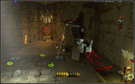 Kiedy pojawi się kolejna włócznia rzuć nią w drugi punkt [1] na ścianie z prawej - Tajemnica pokoju map | Poszukiwacze Zaginionej Arki | LEGO Indiana Jones 2 - LEGO Indiana Jones 2: The Adventure Continues - poradnik do gry