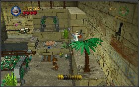Wejdź na górę Jonesem i przy pomocy chwytaka przeskocz na platformę z prawej [1] - Wiatr Bantu (bonus) | Poszukiwacze Zaginionej Arki | LEGO Indiana Jones 2 - LEGO Indiana Jones 2: The Adventure Continues - poradnik do gry