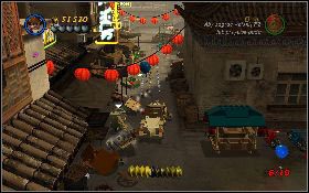 Nad kolejnym autem [1] , tym razem z lewej strony głównego placu - Szanghaj (bonus) | Świątynia Zagłady | LEGO Indiana Jones 2 - LEGO Indiana Jones 2: The Adventure Continues - poradnik do gry