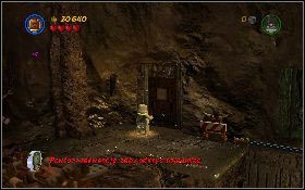 Potem wejdź starszym wioski na drabinę z lewej [1] i podejdź do ściany ze znakami [2] - Jezioro lawy (bonus) | Świątynia Zagłady | LEGO Indiana Jones 2 - LEGO Indiana Jones 2: The Adventure Continues - poradnik do gry