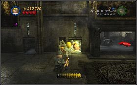 Aby dostać się do ostatniego musisz ułożyć z klocków pod ścianą na górze mechanizm i przy pomocy trąbki (znajdziesz ją po strzeleniu w którą z dekoracji z prawej), przekręcić go - Zamkowe ostudzenie (bonus) | Ostatnia Krucjata | LEGO Indiana Jones 2 - LEGO Indiana Jones 2: The Adventure Continues - poradnik do gry