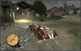 Wejdź do samochodu wyścigowego [1] i zacznij kierować się do punktu zaznaczonego na mapie - Podróż na wybrzeże (Skylar) | Akt I | The Saboteur - The Saboteur - poradnik do gry