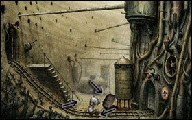 Klocek umieszczamy na drugiej z kolei szynie, licząc od robota #1 - [Opis przejścia] Scena 03 Machinarium - Machinarium - poradnik do gry