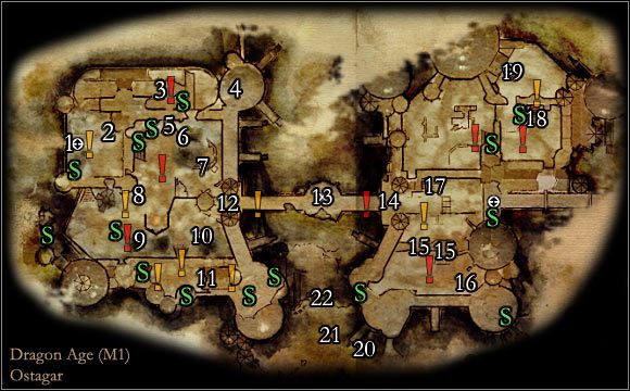 Oznaczenia na mapie - Mapa M1 Ostagar | Mapy | Dragon Age Początek - Powrót do Ostagaru - Dragon Age: Początek - Powrót do Ostagaru - poradnik do gry