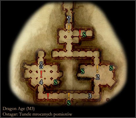 Oznaczenia na mapie - Mapa M3 Tunele mrocznych pomiotów | Mapy | Dragon Age Początek - Dragon Age: Początek - Powrót do Ostagaru - poradnik do gry