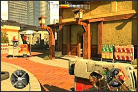 Po dotarciu na górę dotrzesz do miejsca, w którym będzie wiele dróg: na wprost [1] , w lewo [2] i budynkami przez środek [zdjęcie poniżej] - [Opis przejścia - Etap 3] cz. 3 - Army of Two: The 40th Day - poradnik do gry