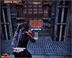 Przełącznik, przy którym stoisz służy do wybierania które ze znajdujących się tu urządzeń ma być zasilane - Mass Effect 2: Zagrożona stacja badawcza - opis przejścia, solucja - Mass Effect 2 - poradnik do gry