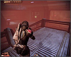 Dotrzesz w końcu do kolejnych schodów, po których musisz wejść na wyższy poziom - Mass Effect 2: Zaeed, Cena zemsty - opis przejścia, solucja - Mass Effect 2 - poradnik do gry