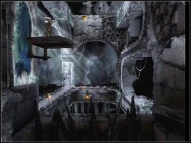 Przejdź przez zwierciadło obok rozbitej fontanny, gdy podest podjedzie pod górne zwierciadło - Opis przejścia - Gluttony (2) | Kompletny opis przejścia Dantes Inferno - Dantes Inferno - poradnik do gry